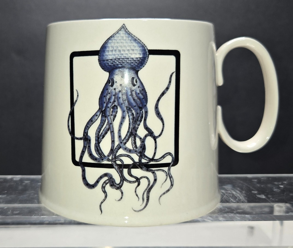 Retired Anthropologie Florence Balducci Squid Mug Blue Sea Life Ceramic Rare